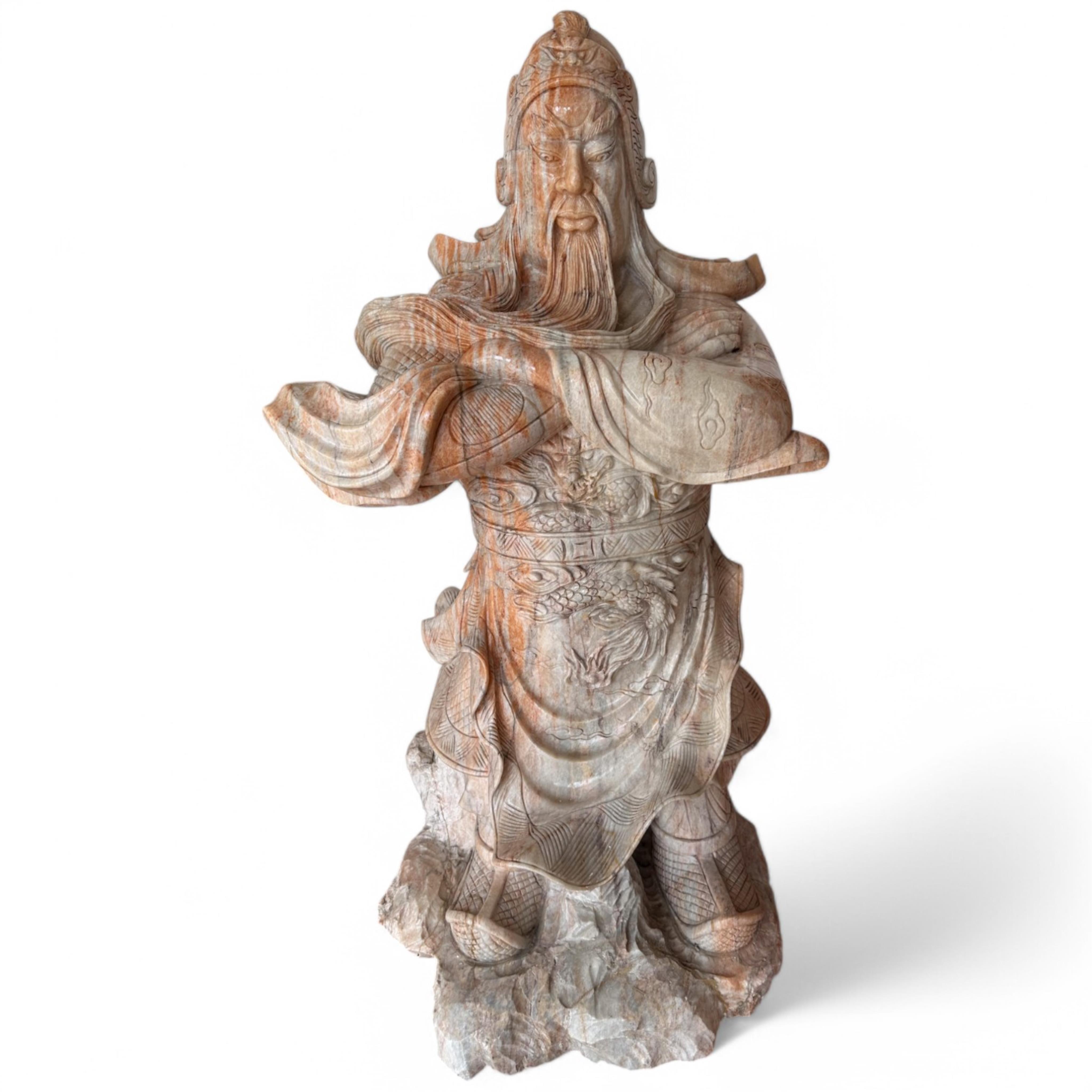 A massive Chinese soapstone figure of Guan Yu